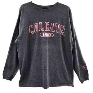 Colgate University Charcoal Gray Academia Crewneck Logo Graphic T-Shirt Men's L